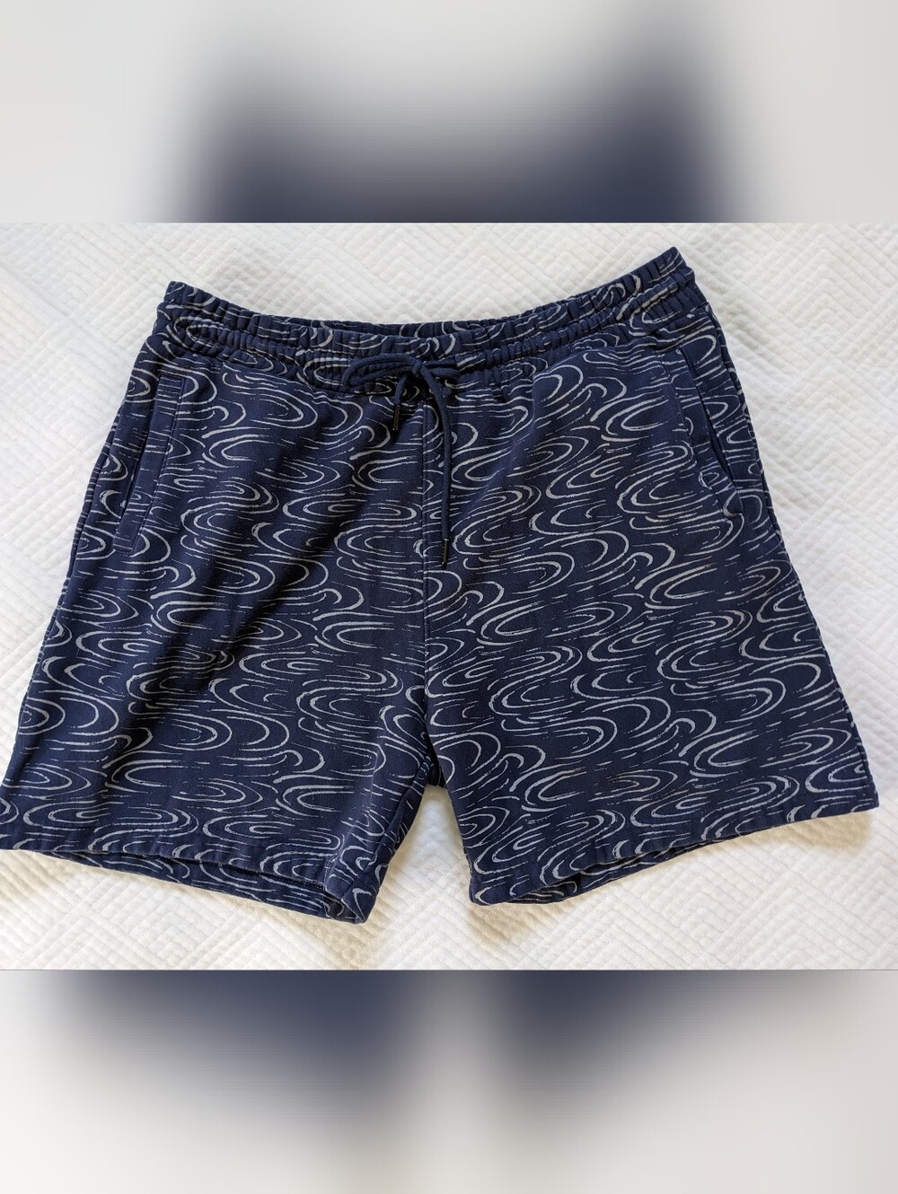 Apari Blue Wavey Swirl Men's French Terry Shorts 2XL